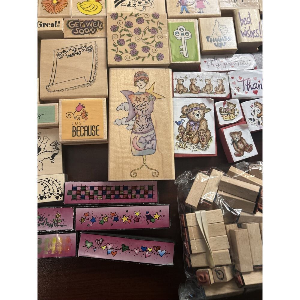 125 Rubber Stamp Lot Christmas Baby Animal Beat Flower Words Phrase Vtg Scooby - Picture 11 of 16